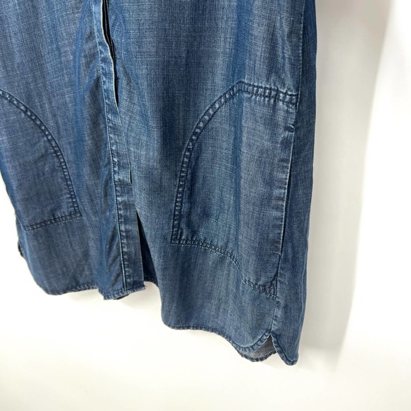 NEW Chico's Womens Size 1 Medium US 8 Blue Denim Blouse Shirt Top Winter Cozy - Picture 7 of 9